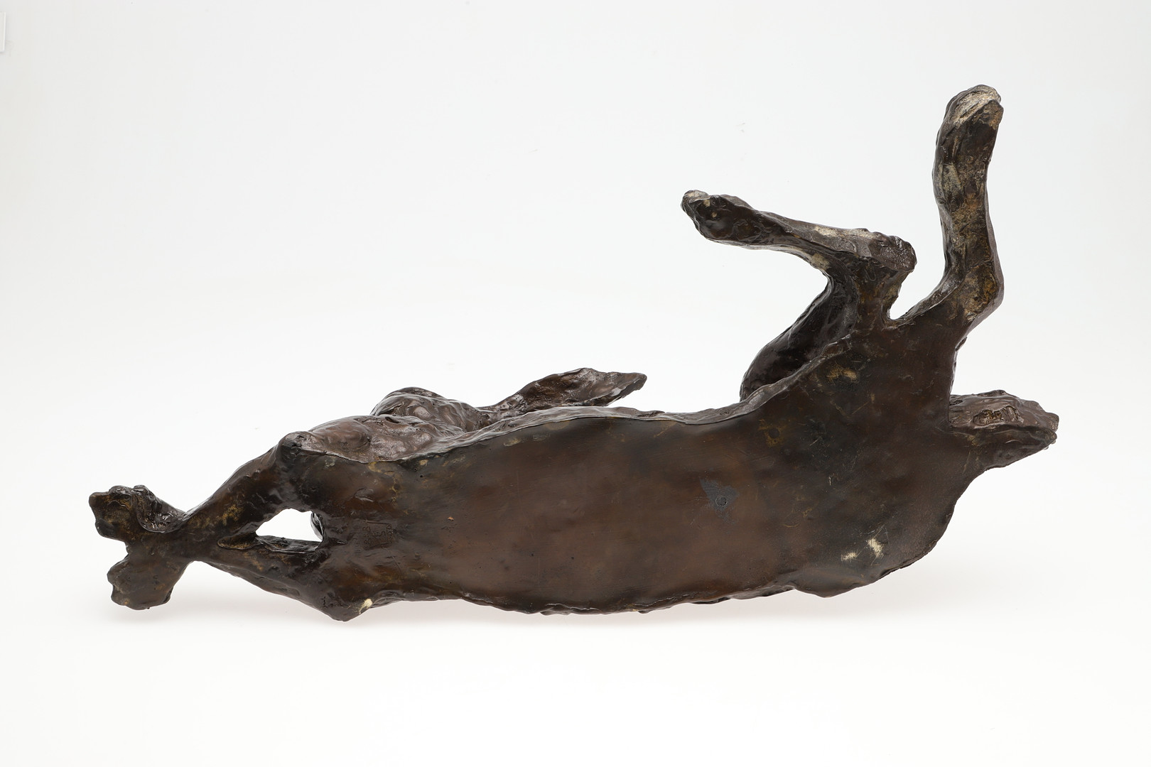 JOHN COX (1952-2014) LARGE BRONZE STUDY OF A RESTING HARE. (d) - Image 8 of 9