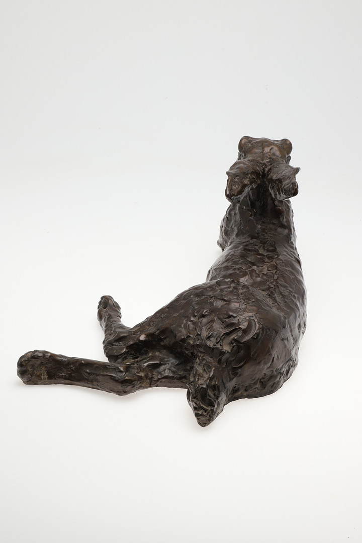 JOHN COX (1952-2014) LARGE BRONZE STUDY OF A RESTING HARE. (d) - Image 5 of 9