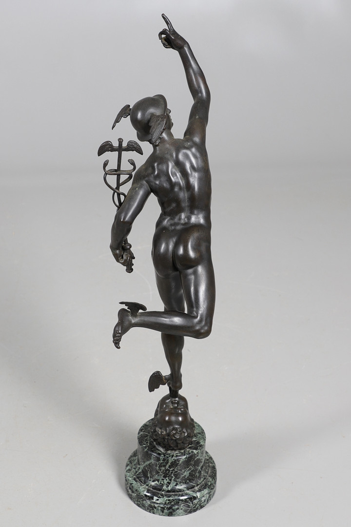 AFTER GIAMBOLOGNA, BARBEDIENNE FOUNDRY BRONZE OF MERCURY. - Image 8 of 12