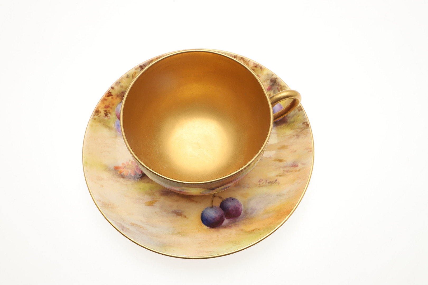 ROYAL WORCESTER SIGNED CABINET CUPS & SAUCERS. - Image 3 of 16