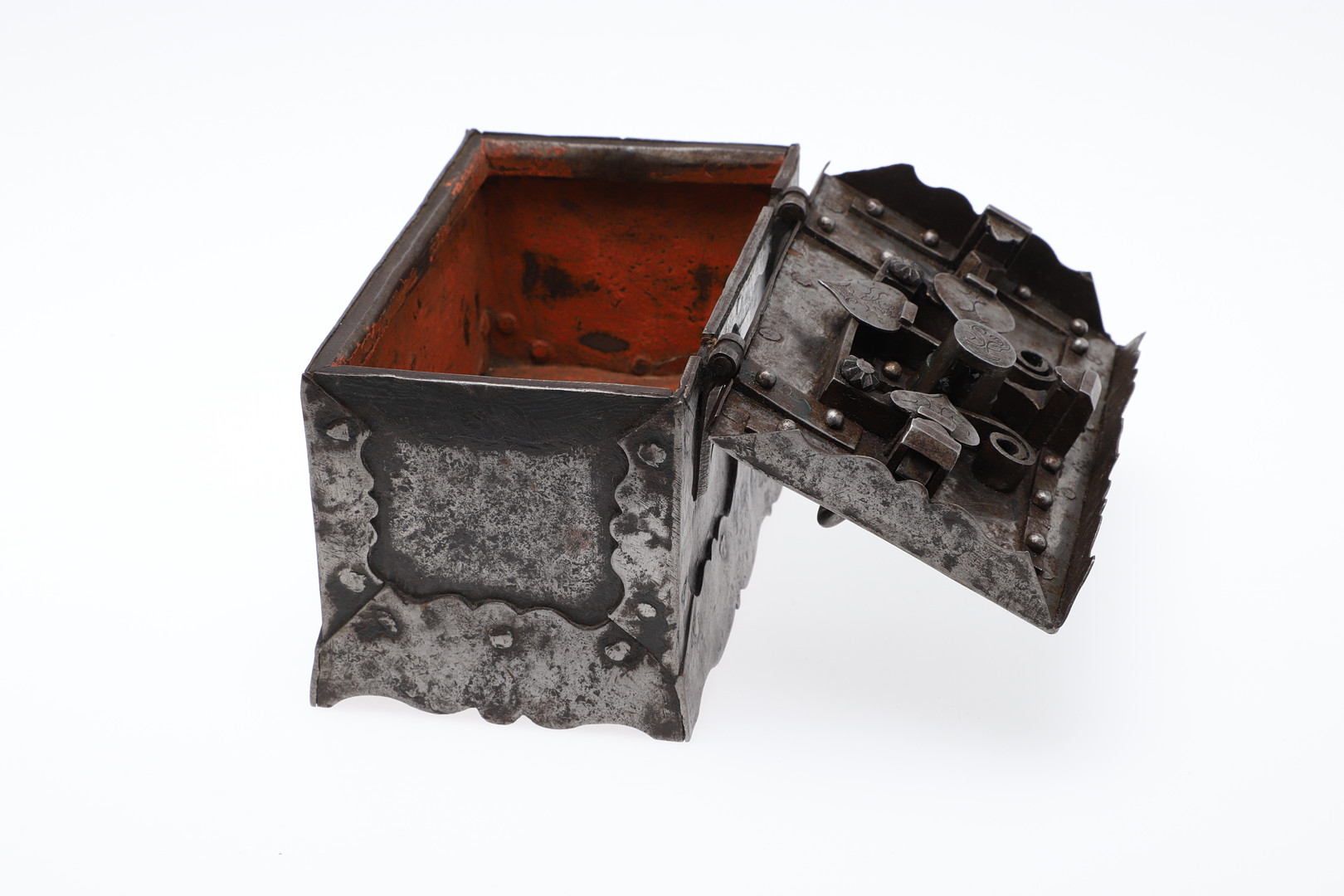 A GERMAN MINIATURE IRON STRONG BOX. - Image 4 of 7