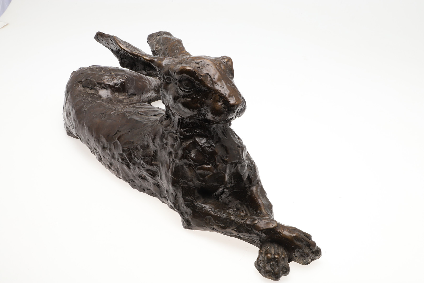 JOHN COX (1952-2014) LARGE BRONZE STUDY OF A RESTING HARE. (d) - Image 7 of 9