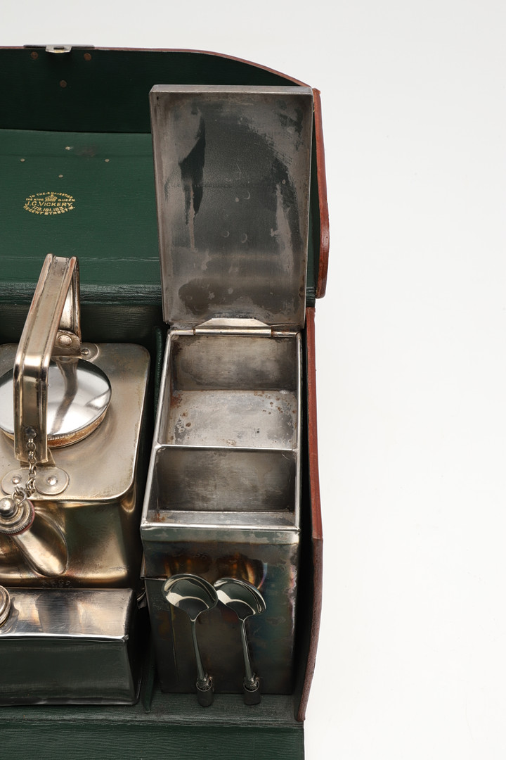 EARLY 20THC LEATHER CASED PICNIC SET BY J C VICKERY, & CASED DRINKING SET. - Image 11 of 23