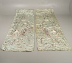 LARGE PAIR OF JAPANESE EMBROIDERED SILK CURTAINS.