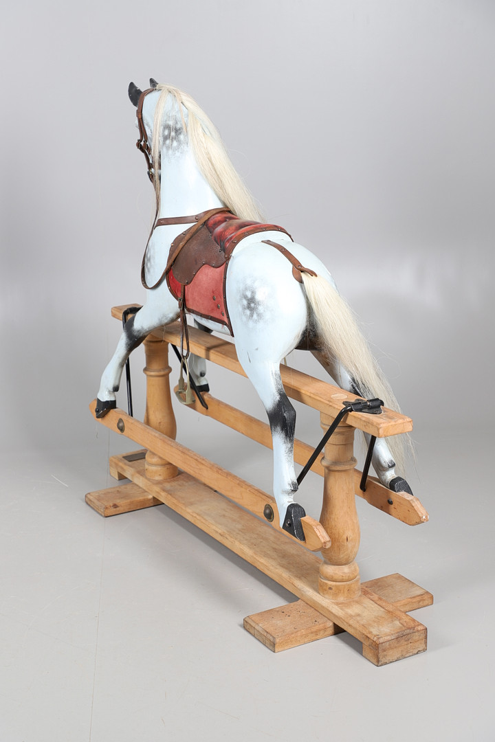 A STEVENSON BROTHERS DAPPLE GREY ROCKING HORSE. - Image 17 of 29