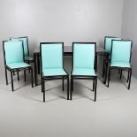 PIERRE VANDEL OF PARIS - 1980'S DESIGNER DINING TABLE & CHAIRS.