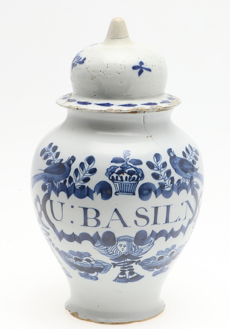 18THC DELFT PLAQUE & LIDDED SPICE JAR. - Image 9 of 21