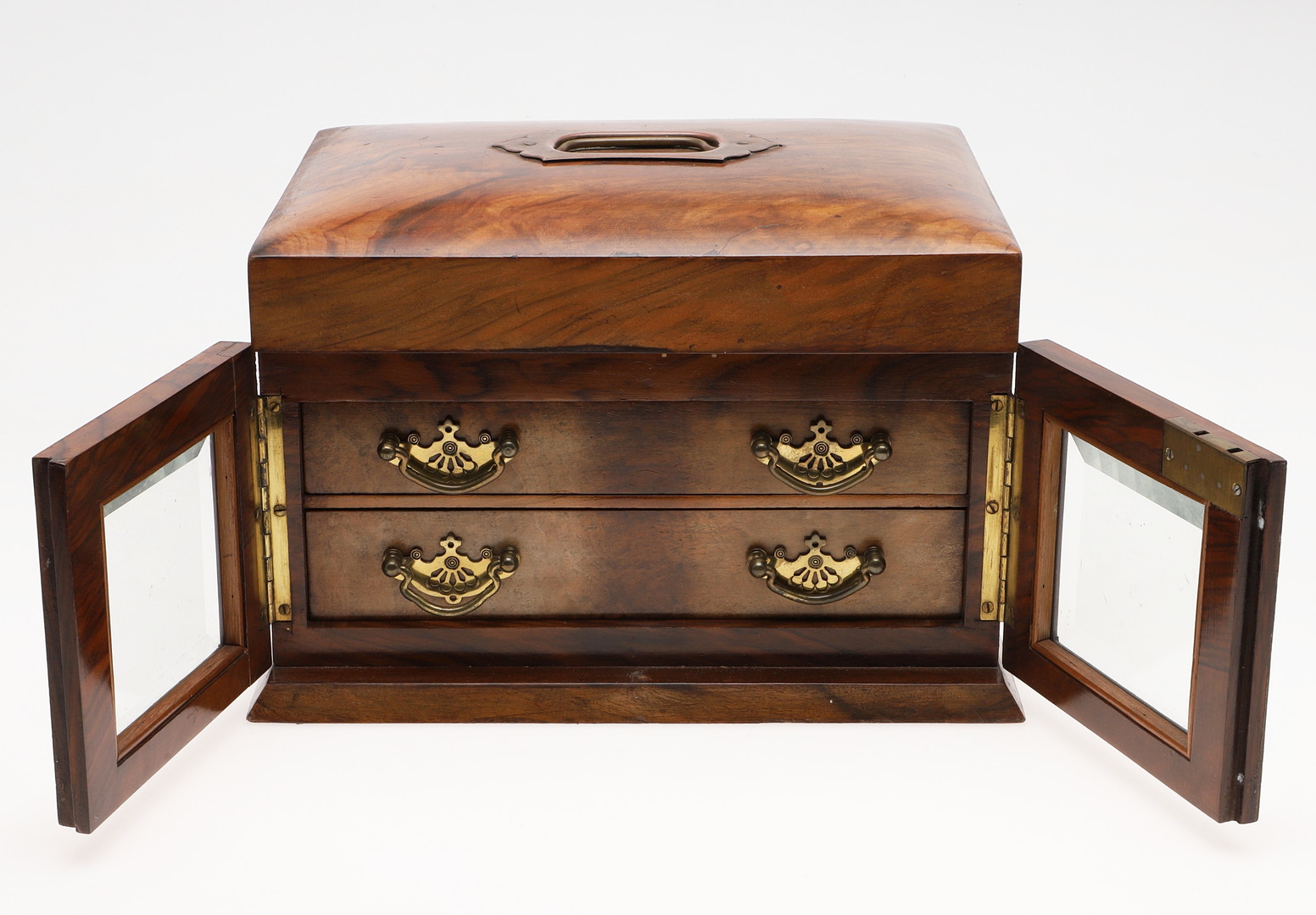 A VICTORIAN WALNUT SEWING BOX. - Image 4 of 12
