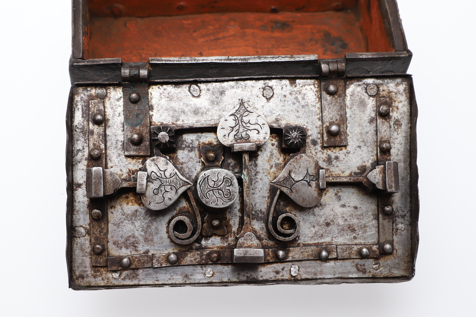 A GERMAN MINIATURE IRON STRONG BOX. - Image 5 of 7