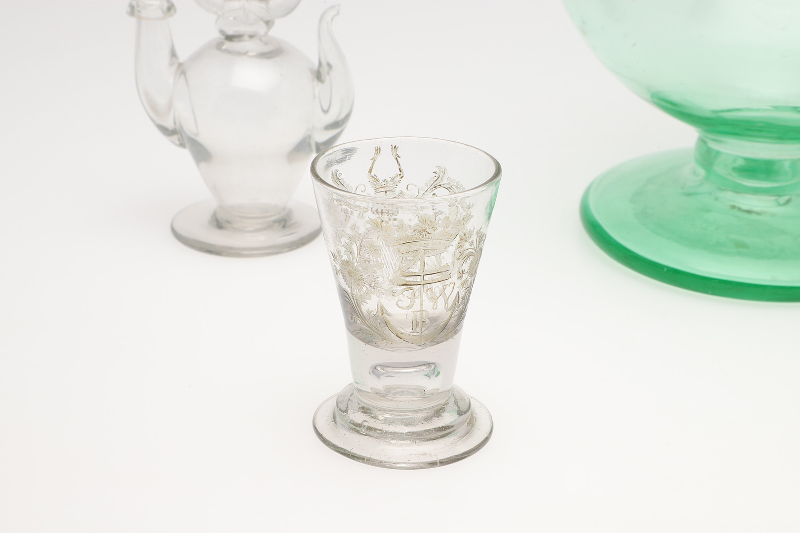 GERMAN ENGRAVED GLASS, EARLY NETHERLANDS BOTTLE & OTHER GLASS. - Image 5 of 9