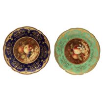 TWO COALPORT FRUIT PAINTED CABINET PLATES - CHIVERS.