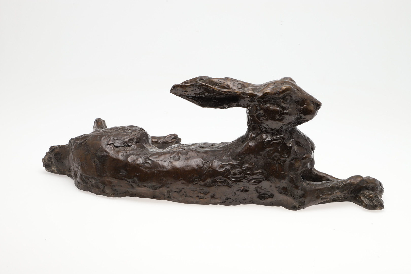 JOHN COX (1952-2014) LARGE BRONZE STUDY OF A RESTING HARE. (d) - Image 6 of 9