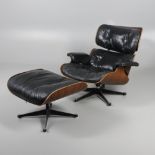 CHARLES & RAY EAMES - VINTAGE DESIGNER LOUNGE CHAIR & OTTOMAN.