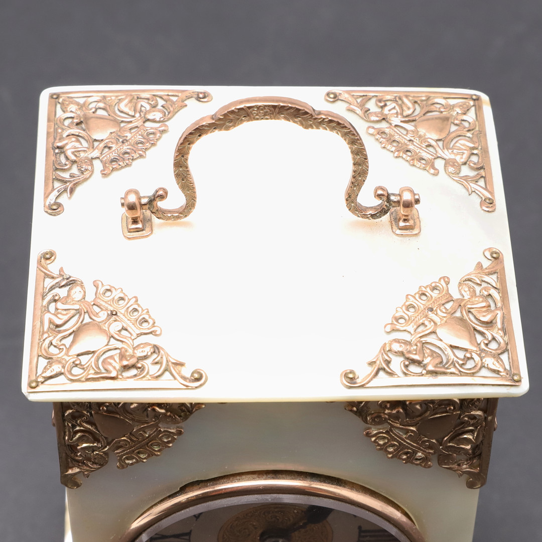 A VICTORIAN MOTHER OF PEARL BOUDOIR TIMEPIECE. - Image 2 of 13