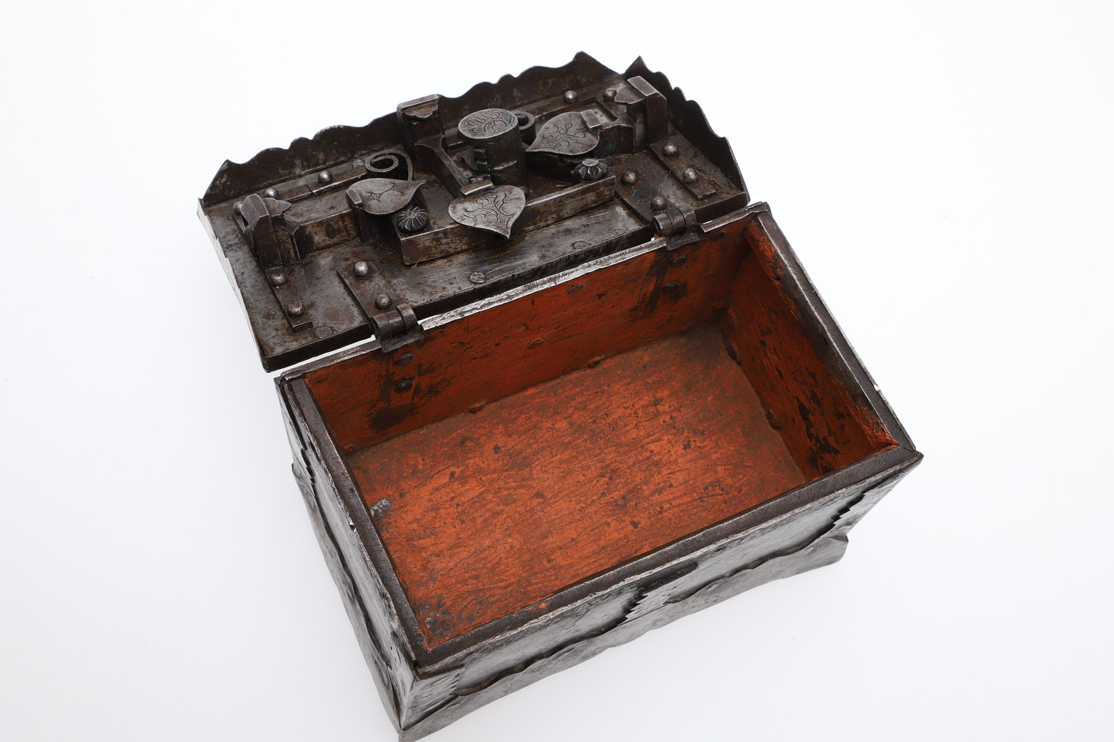 A GERMAN MINIATURE IRON STRONG BOX. - Image 3 of 7