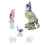 ROYAL WORCESTER NETSUKE, HEREND ANIMALS & FAIENCE PARROT.