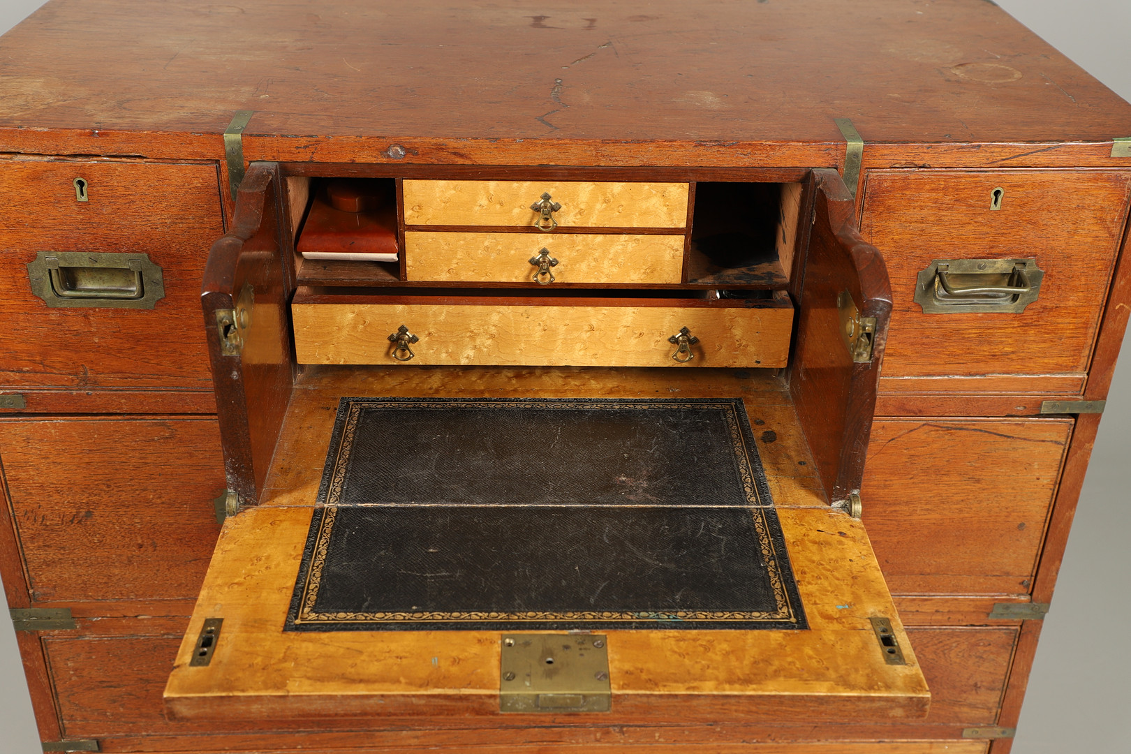 A 19TH CENTURY TEAK CAMPAIGN CHEST. - Image 2 of 13