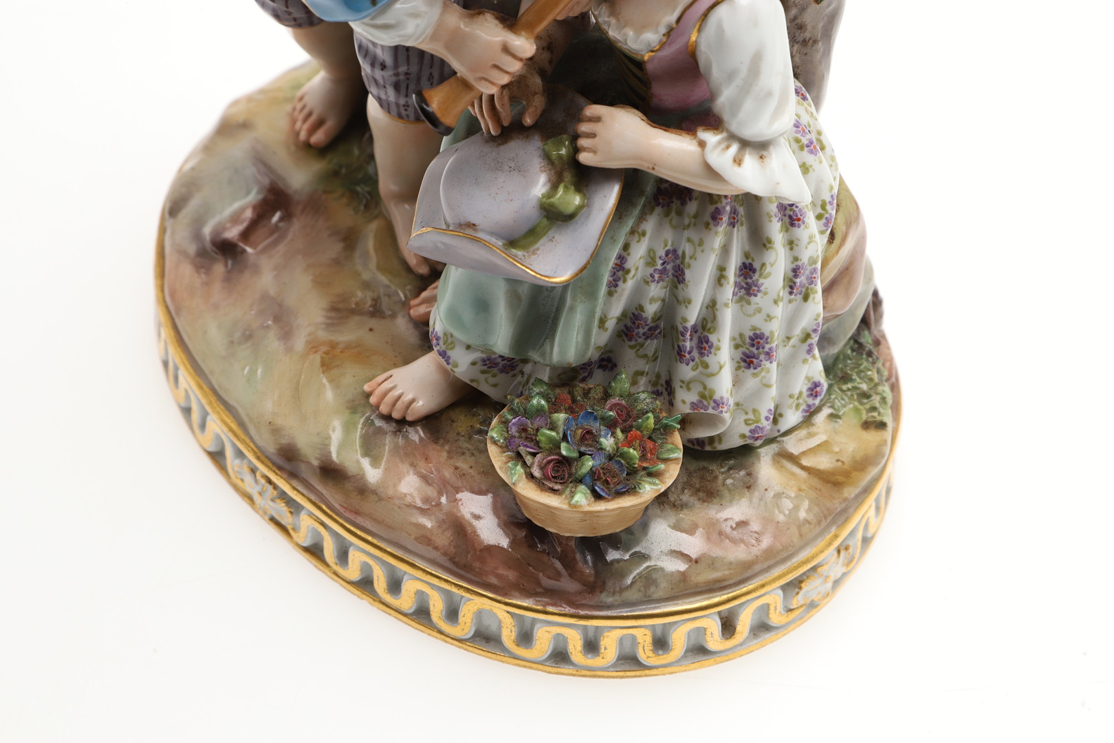 MEISSEN FIGURE GROUP & A WINGED CHERUB. - Image 8 of 18