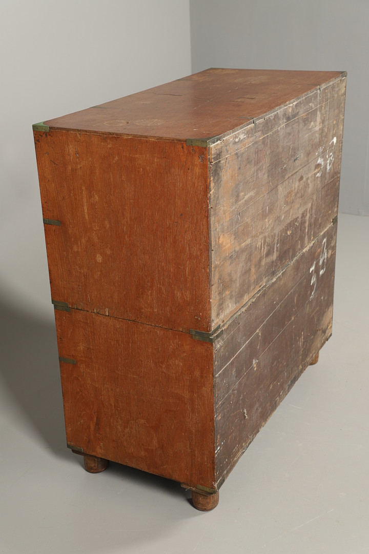 A 19TH CENTURY TEAK CAMPAIGN CHEST. - Image 13 of 13