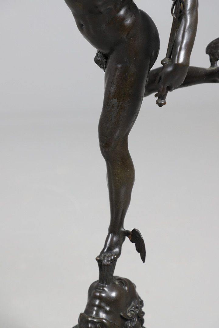 AFTER GIAMBOLOGNA, BARBEDIENNE FOUNDRY BRONZE OF MERCURY. - Image 6 of 12