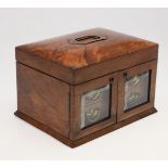 A VICTORIAN WALNUT SEWING BOX.