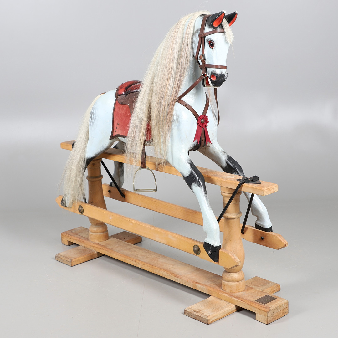 A STEVENSON BROTHERS DAPPLE GREY ROCKING HORSE. - Image 24 of 29