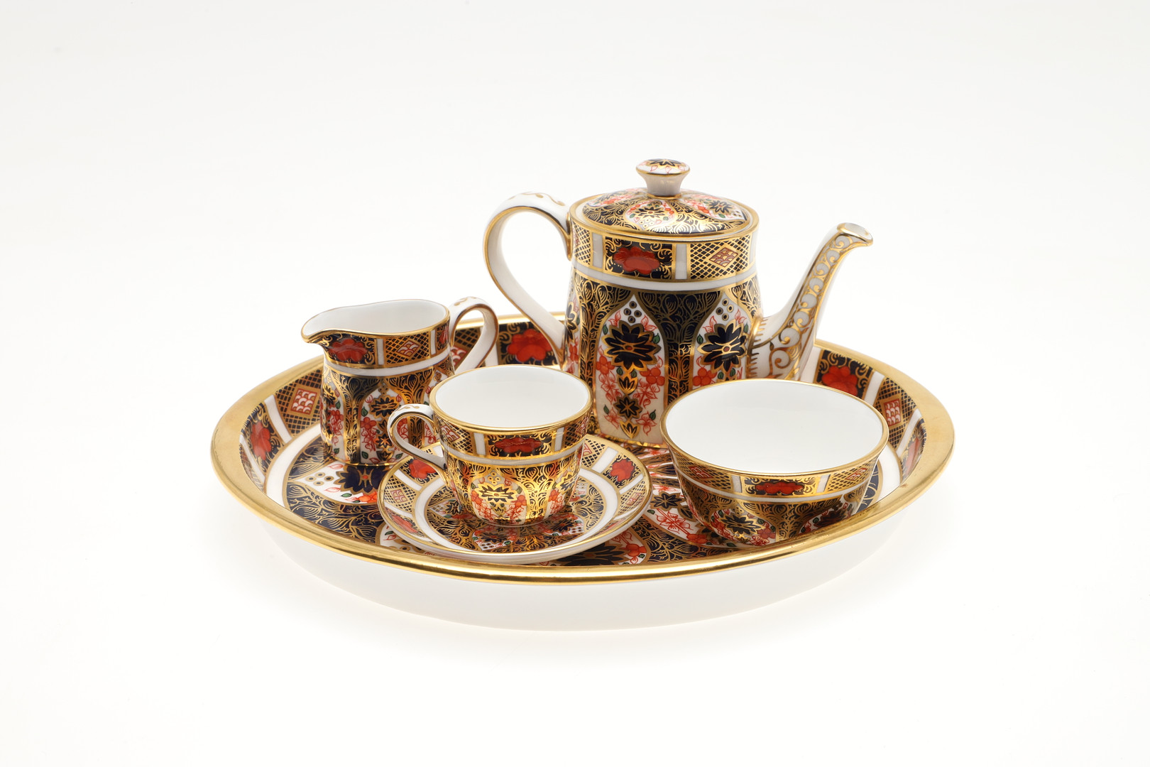 ROYAL CROWN DERBY - MINIATURE TEA SET & PLATE. - Image 3 of 7