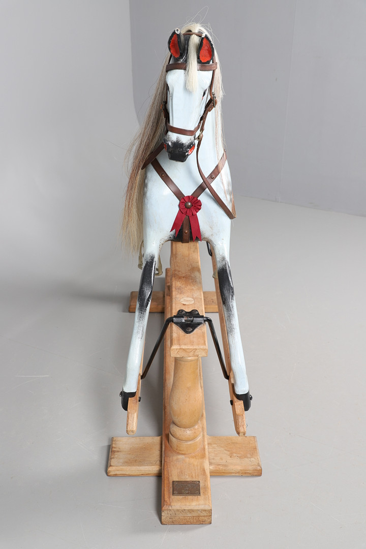 A STEVENSON BROTHERS DAPPLE GREY ROCKING HORSE. - Image 15 of 29