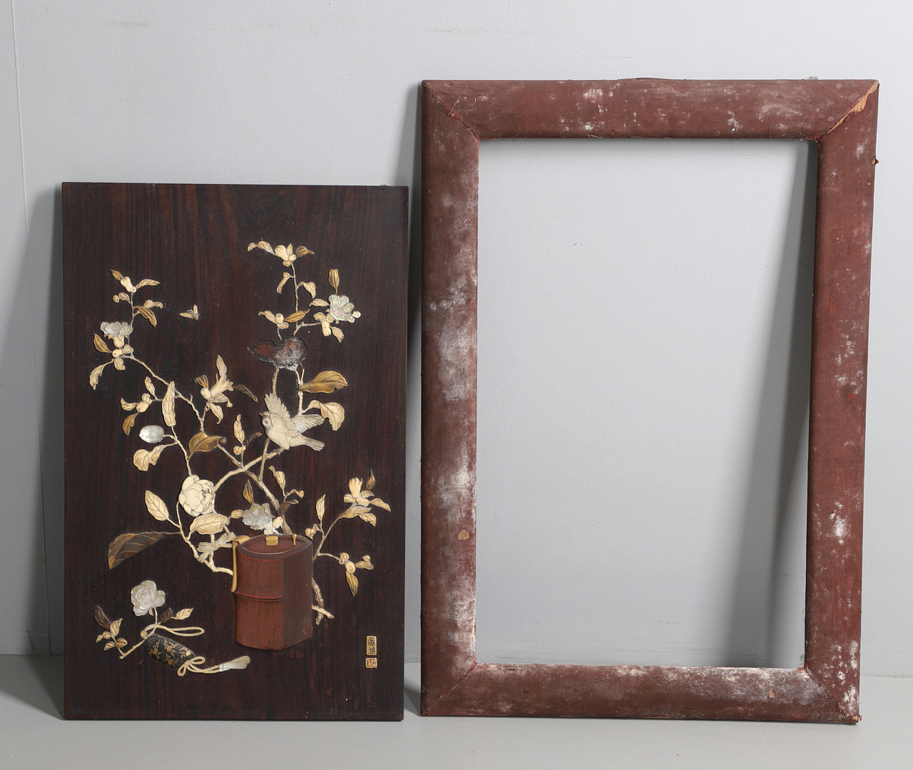 MEIJI PERIOD JAPANESE ROSEWOOD & INLAID PANEL - SIGNED. - Image 10 of 11