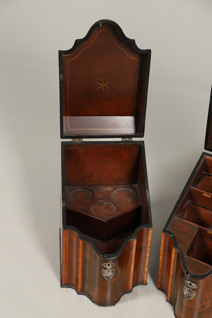 A PAIR OF GEORGE III MAHOGANY KNIFE BOXES. - Image 6 of 15