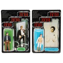 STAR WARS CARDED FIGURES BY PALITOY - HAN SOLO & PRINCESS LEIA.