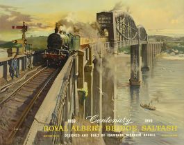 TERENCE CUNEO (1907-1996) - LARGE RAILWAY POSTER 'ROYAL ALBERT BRIDGE, SALTASH' - BRUNEL INTEREST.