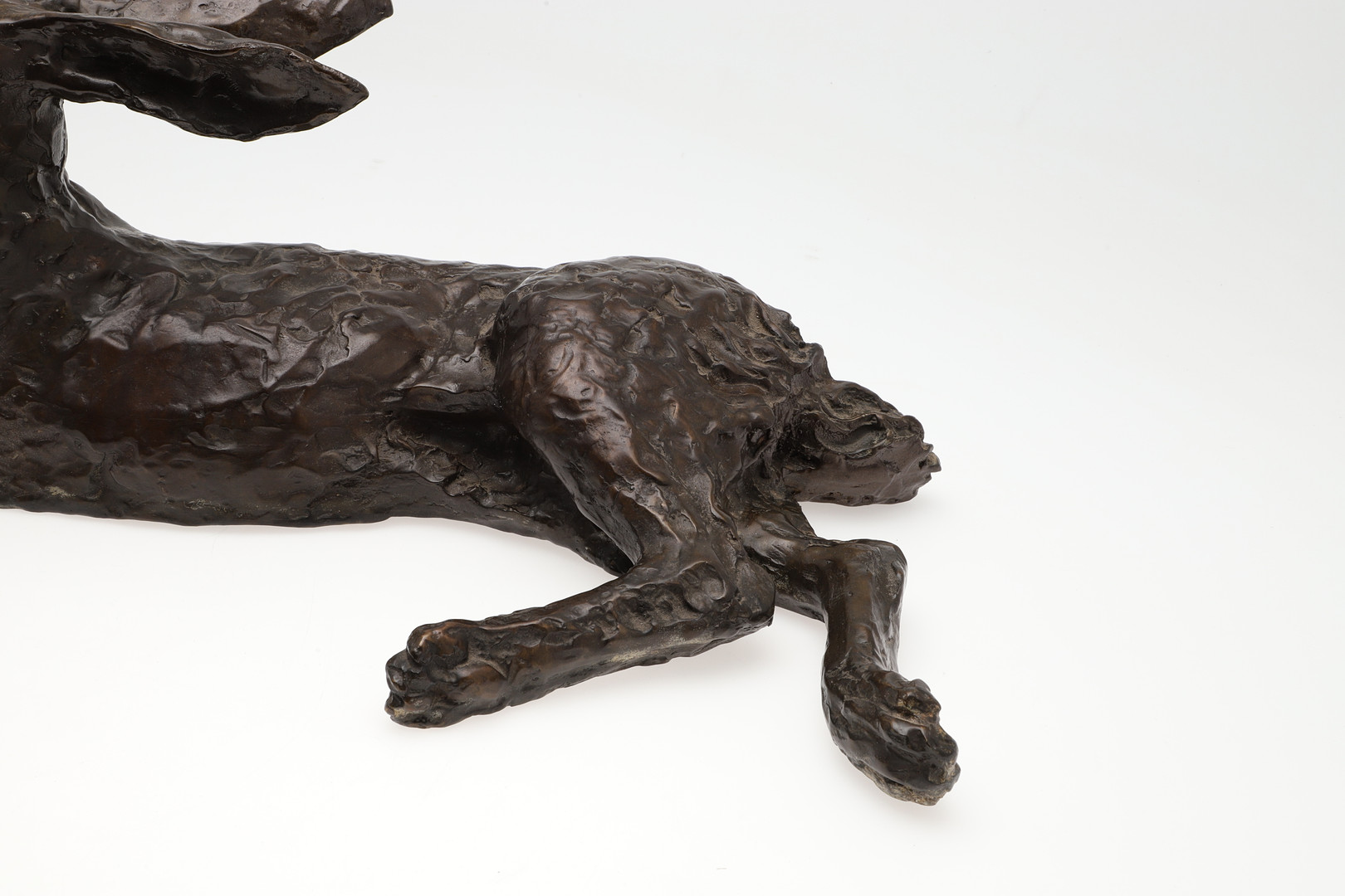 JOHN COX (1952-2014) LARGE BRONZE STUDY OF A RESTING HARE. (d) - Image 4 of 9