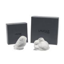 LALIQUE - MODERN BOXED RABBIT & OWL.