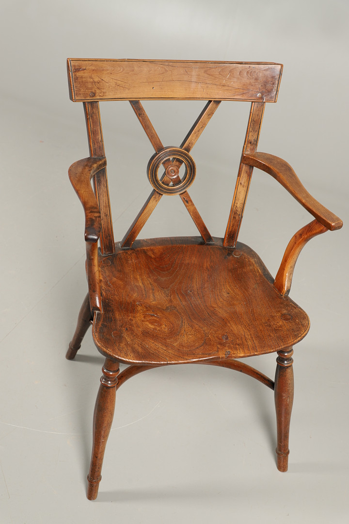 A YEW AND ELM WINDSOR ELBOW CHAIR. - Image 2 of 13