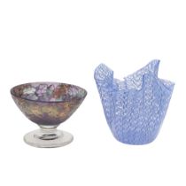 VENINI HANDKERCHIEF VASE & JONATHAN HARRIS BOWL.