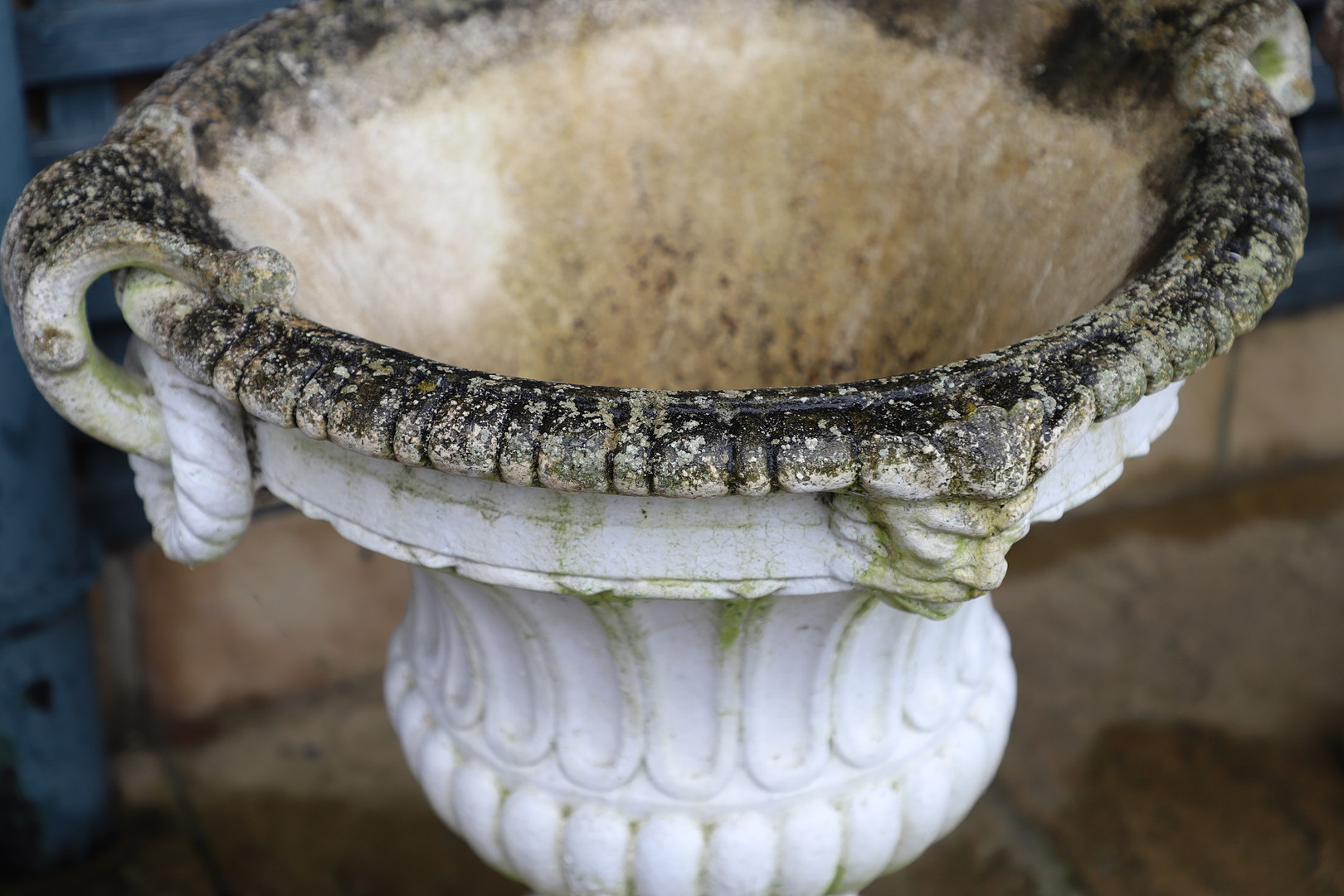 A PAIR OF PAINTED COMPOSITE MARBLE CAMPANA STYLE URNS. - Image 4 of 11