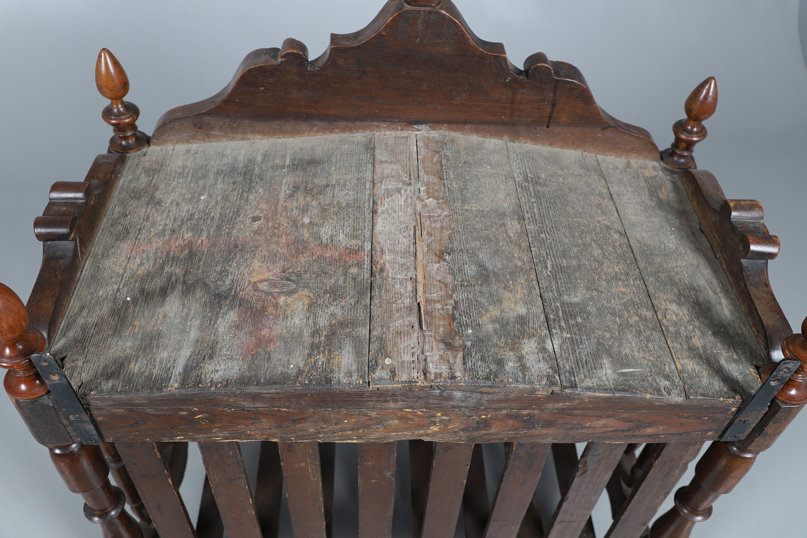 AN ANTIQUE FRENCH FRUITWOOD FOOD HUTCH. - Image 10 of 12