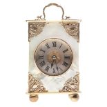 A VICTORIAN MOTHER OF PEARL BOUDOIR TIMEPIECE.