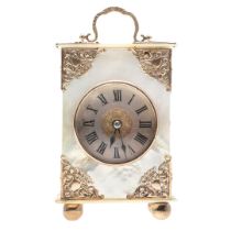 A VICTORIAN MOTHER OF PEARL BOUDOIR TIMEPIECE.