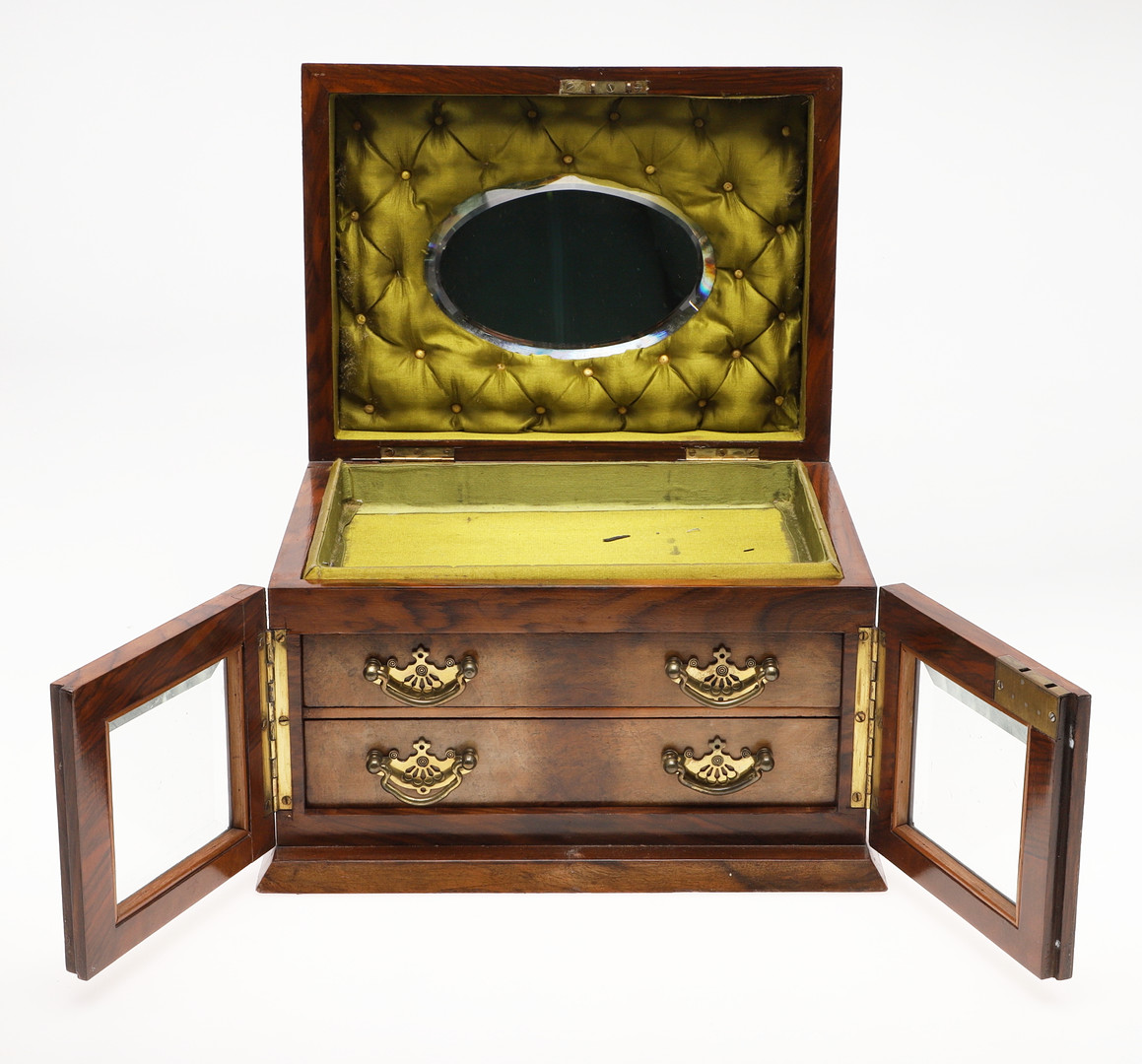 A VICTORIAN WALNUT SEWING BOX. - Image 5 of 12