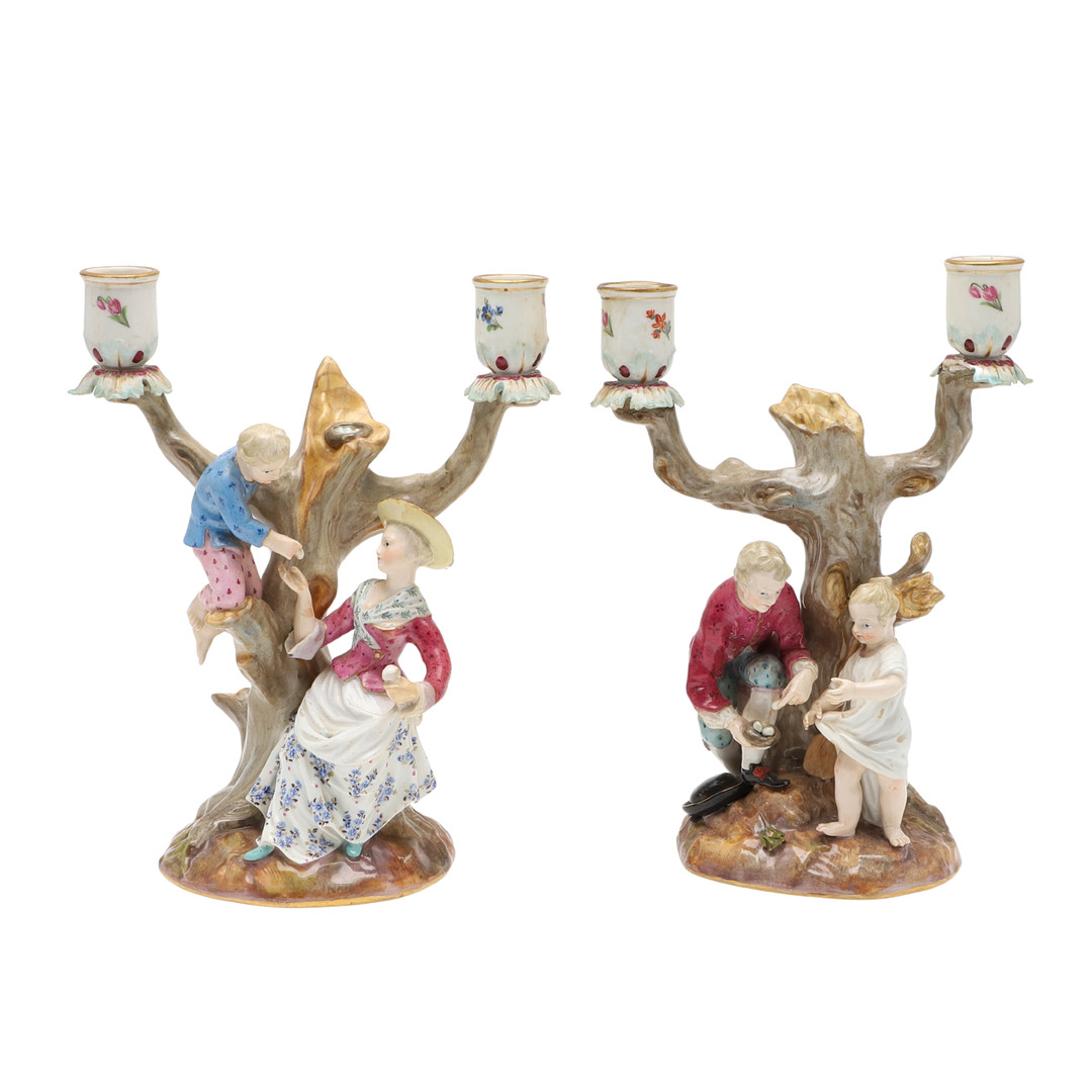 PAIR OF MEISSEN FIGURAL CANDLESABRA.