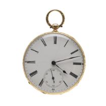 AN 18CT GOLD OPEN FACED POCKET WATCH.