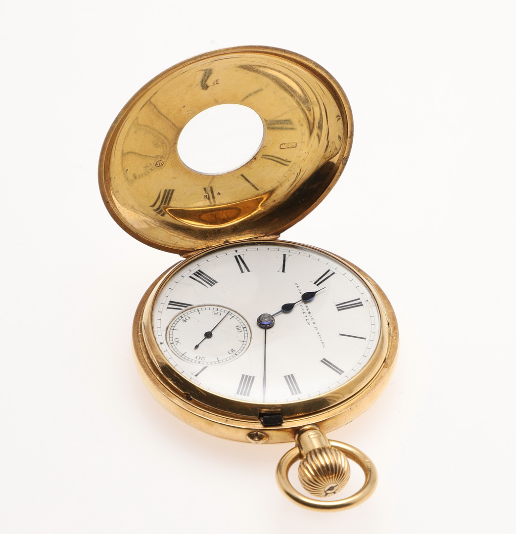 AN 18CT GOLD HALF HUNTING CASED POCKET WATCH BY DEPREE, RAEBURN & YOUNG, EXETER. - Bild 4 aus 5