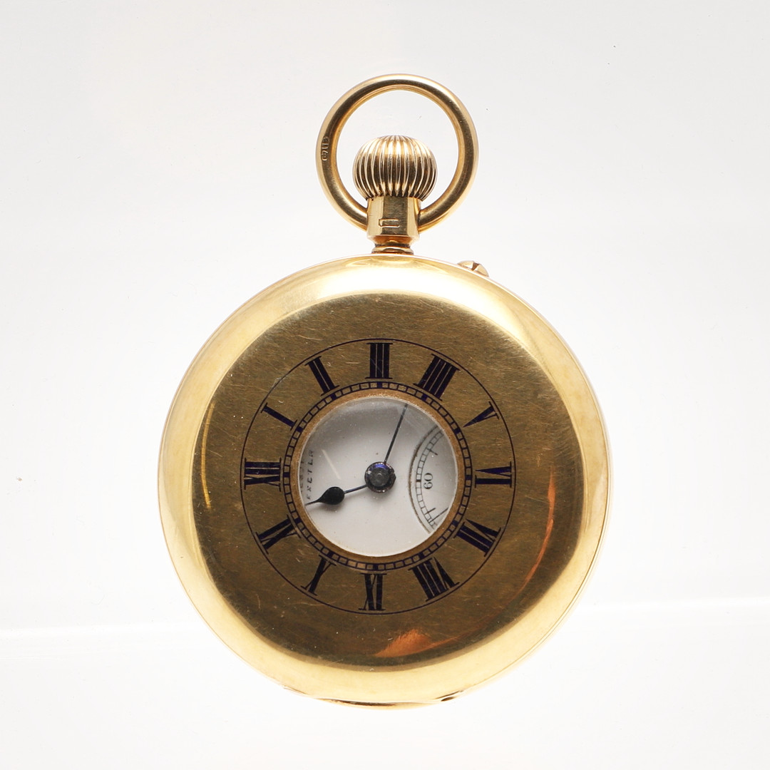 AN 18CT GOLD HALF HUNTING CASED POCKET WATCH BY DEPREE, RAEBURN & YOUNG, EXETER. - Bild 2 aus 5