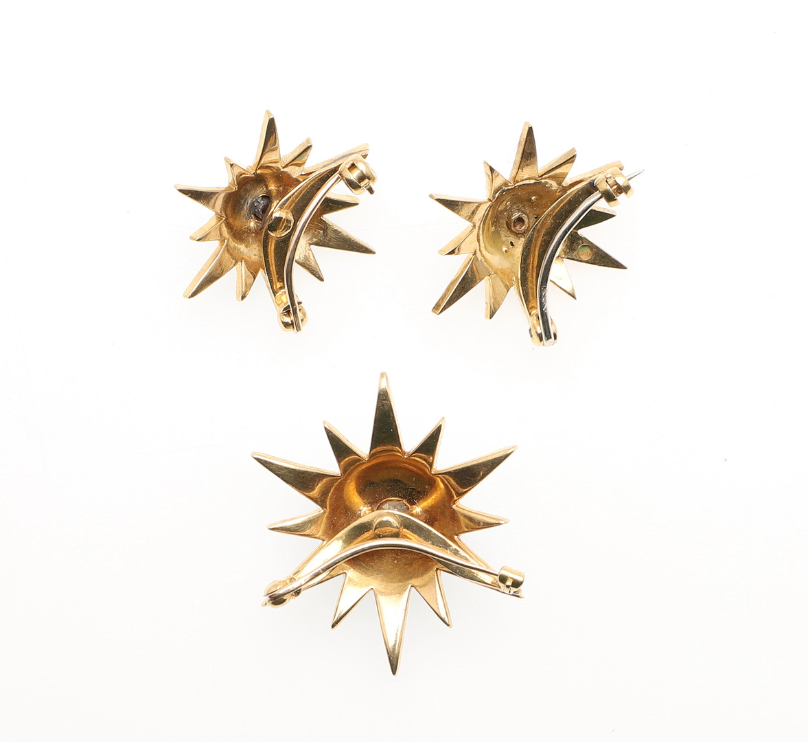 A TURQUOISE, DIAMOND AND GOLD STAR BROOCH. - Image 2 of 2