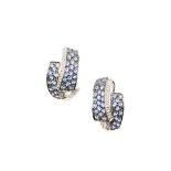 A PAIR OF TANZANITE AND DIAMOND EARRINGS.