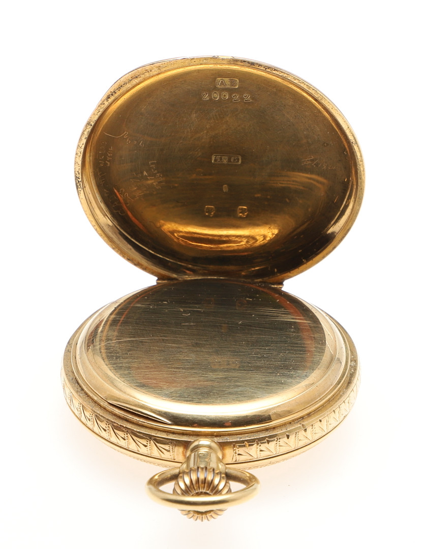 AN 18CT GOLD HALF HUNTING CASED POCKET WATCH BY FRISCH, SCHIEWATER & LLOYD, LIVERPOOL. - Image 4 of 9