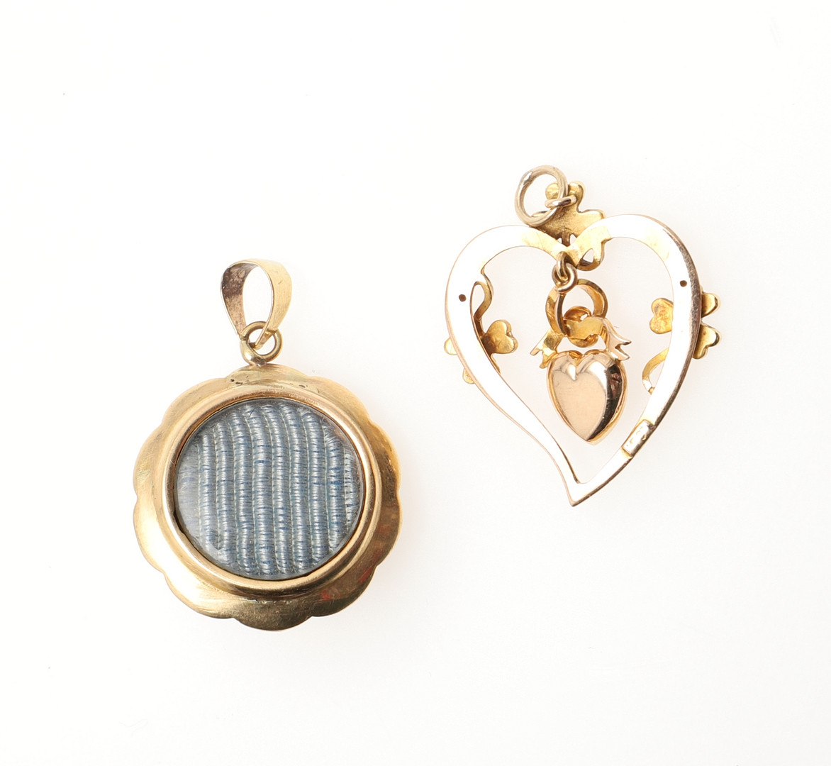 A GOLD, TURQUOISE AND PEARL WITCHES' HEART PENDANT. - Image 2 of 2