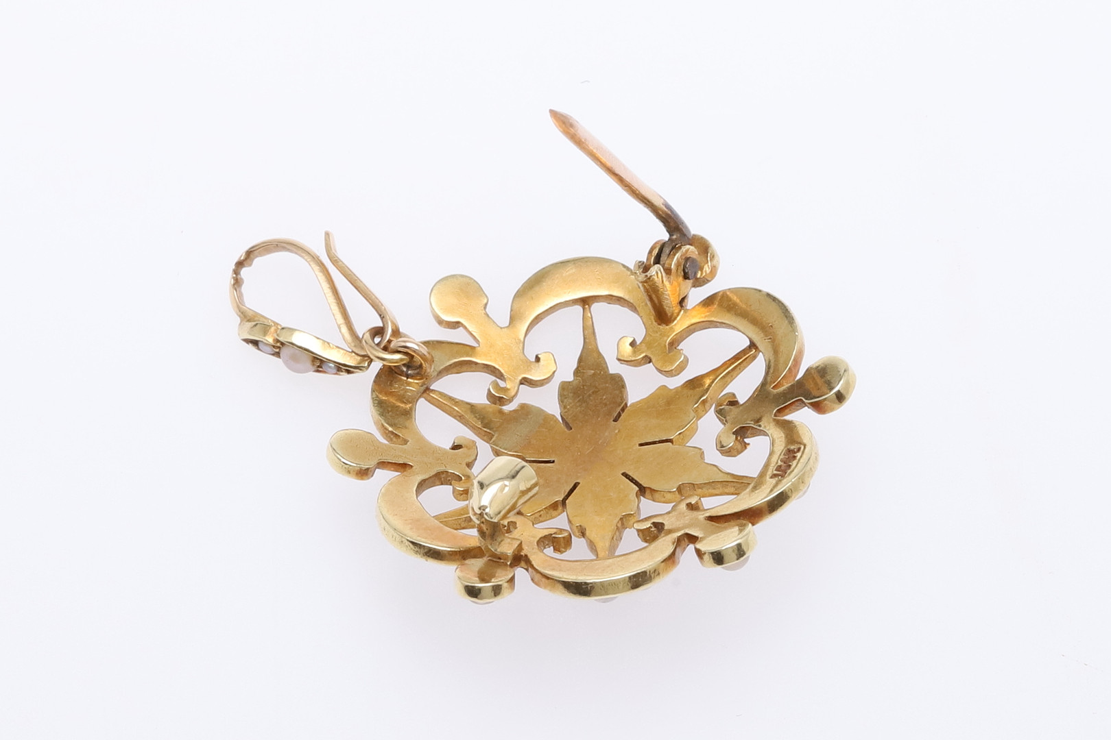 A VICTORIAN PEARL AND 15CT GOLD BROOCH PENDANT. - Image 4 of 4